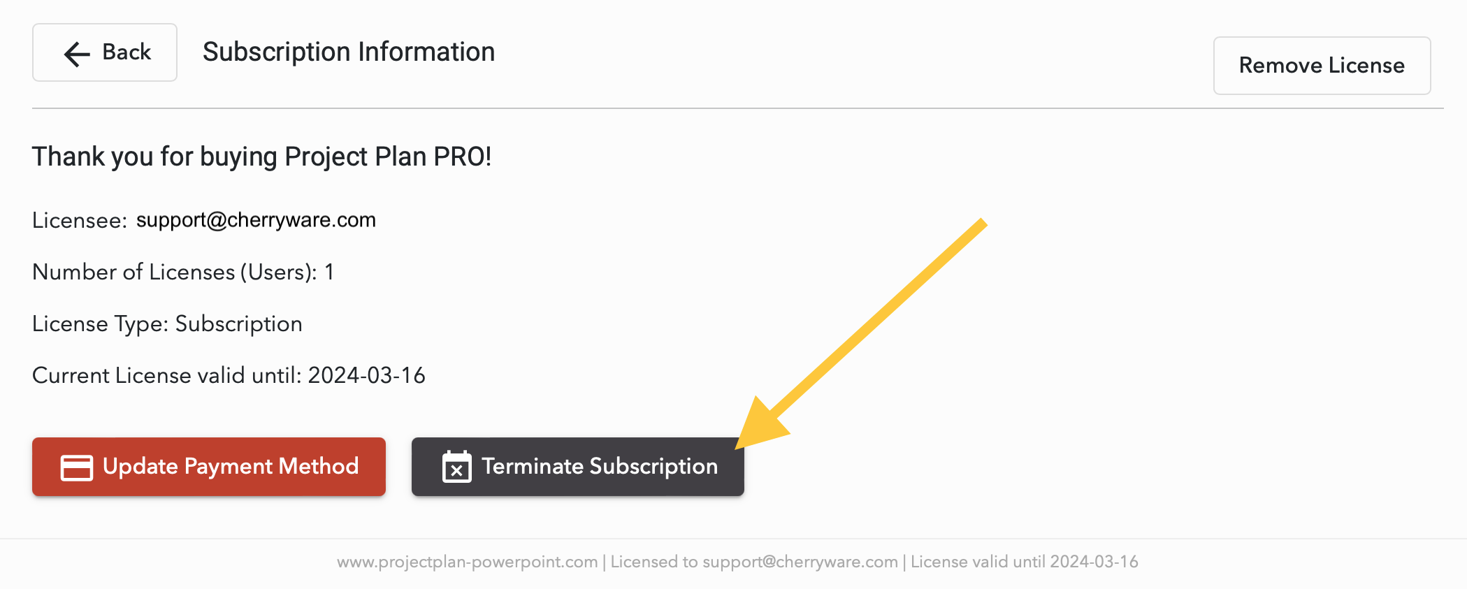How to cancel license (3/3)